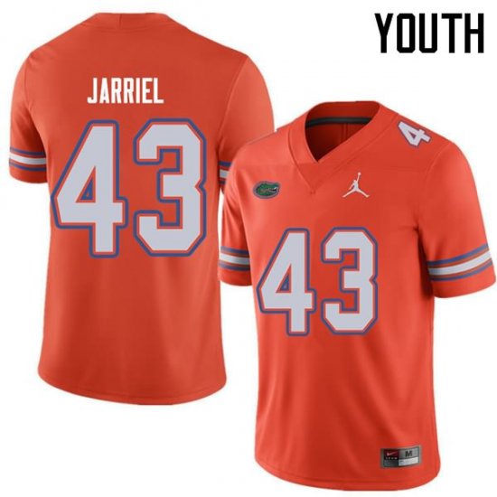 Youth Florida Gators #43 Glenn Jarriel NCAA Jordan Brand Orange Authentic Stitched College Football Jersey OFS8062EP